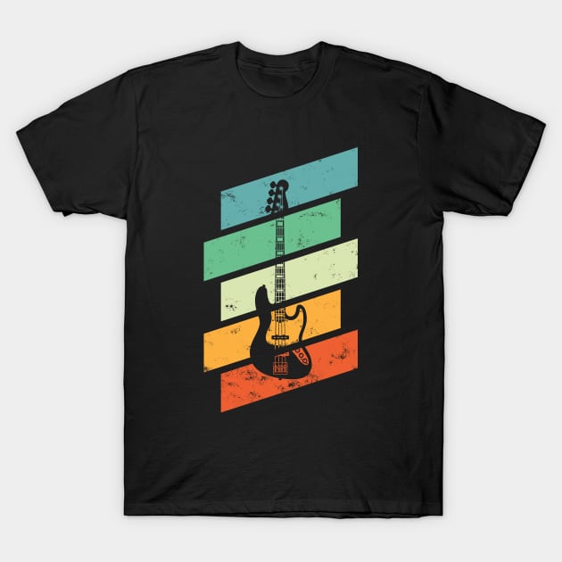 Vintage Style J-Style Bass Guitar Retro Colors T-Shirt by nightsworthy